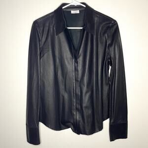 Akris Punto Perforated Lamb Nappa Leather Top in Black Size 8
